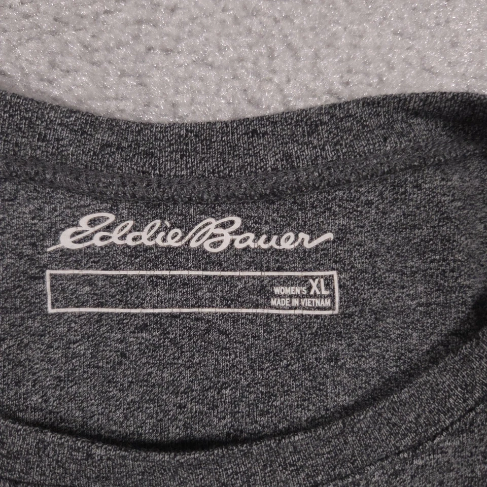 Camisa Eddie Bauer para mujer XL gris jaspeado manga larga cuello redondo algodón top suave Foto 4 de 4