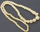 Vintage Carved Natural Floral Beaded Necklace 26" — photo 1
