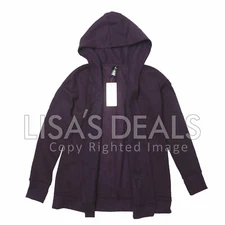  Active Life Hooded Open Front Cardigan Purple Jacket Casual Soft Sweater S
