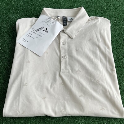 NEW ADIDAS Go-To Print 2 Polo Golf Shirt, Men's Medium 2024, Aluminum, JMS65