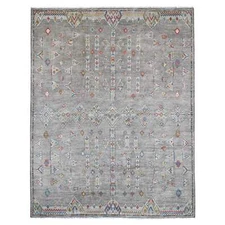 9'1"x11'5" Gray Moroccan Berber Influence Wool Hand Knotted Oriental Rug R20740