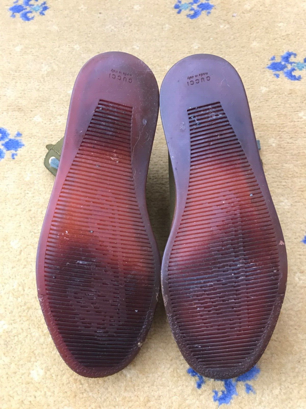 Gucci Trainers Sneaker High Top Shoes Green Olive Fabric UK 5.5 US 6.5 39.5 Mens thumbnail 10