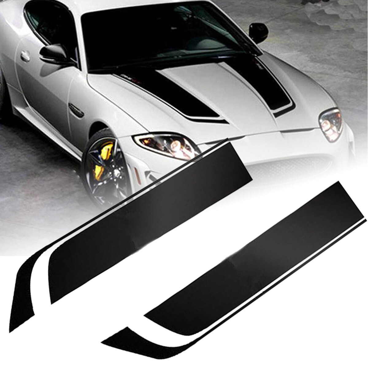 1 Pair Car Bonnet Decal Racing Sports Stripe Graphic Stickers Decoration 85cm