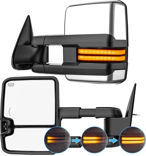 WHALEMOTOR Smoked Lens Sequential Signal Tow Mirrors Compatible with 2007-2021 T