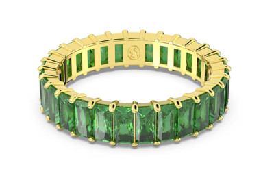 Swarovski - Matrix ring - Baguette cut, Green, Gold-tone plated - Size: 55