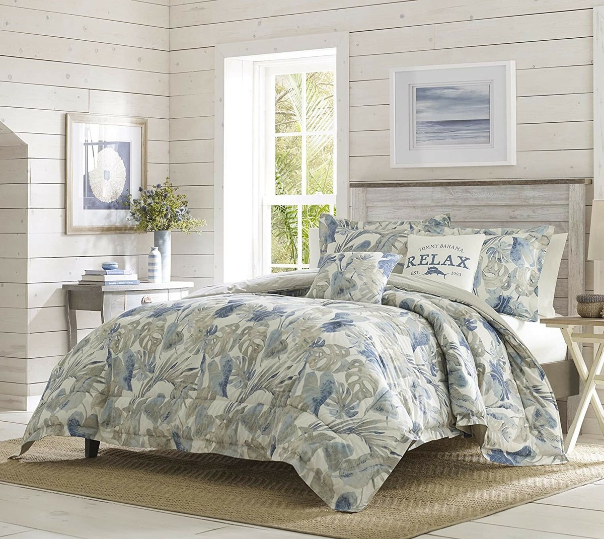 Tommy Bahama Piece Comforter Set Raw Coast Tropical Blue and