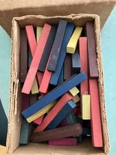 Vtg Wood Toy Blocks For Math/Crafts Teaching Math Manipulatives W/Old MSU Box