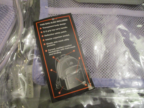 Transparent/Clear Lilac/Lavender Backpack - With Tags - Travel Bag FREE SHIP! - Picture 2 of 4
