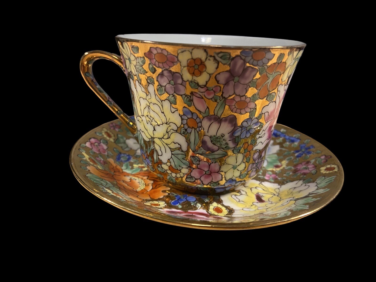 Chintz MilleFleurs Floral Chinese Set -Tea Cup & Saucer Maker Mark Set of 5 VGC