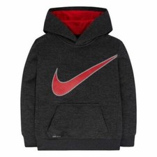 NWT NIKE Boys Therma-FIT Space-Dyed Hoodie BLACK HEATHER / RED Size 4  44