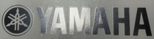 Yamaha drums drumhead logo,, die cut decal, sticker, MIRROR CHROME  9"X2"