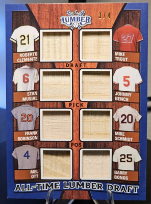 2024 Leaf Lumber All time Lumber Draft Bat Relic /4 Bonds Trout Bench Ott Musial