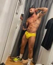 New Men's Sexy Bright Yellow Low Rise Bikini Style Swim Brief  -Gay Interest