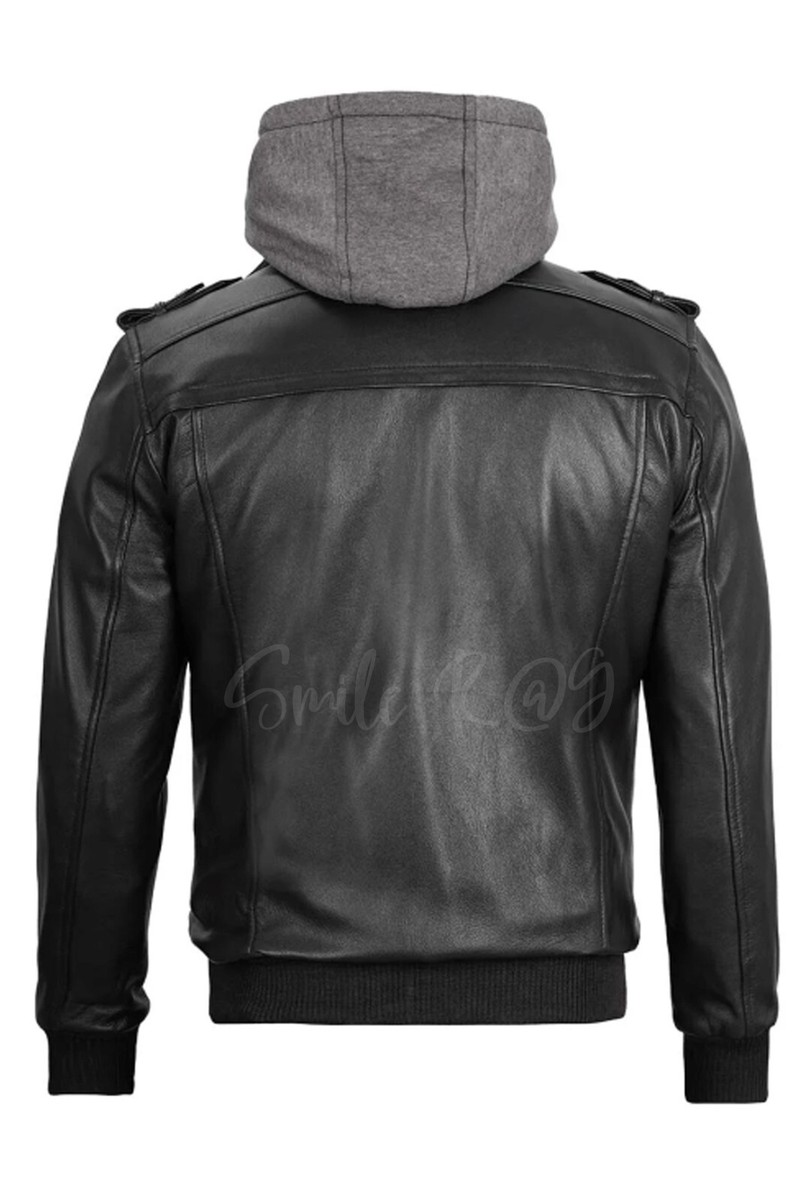 Handmade Black Men's Jacket 100% Real Lambskin Leather with