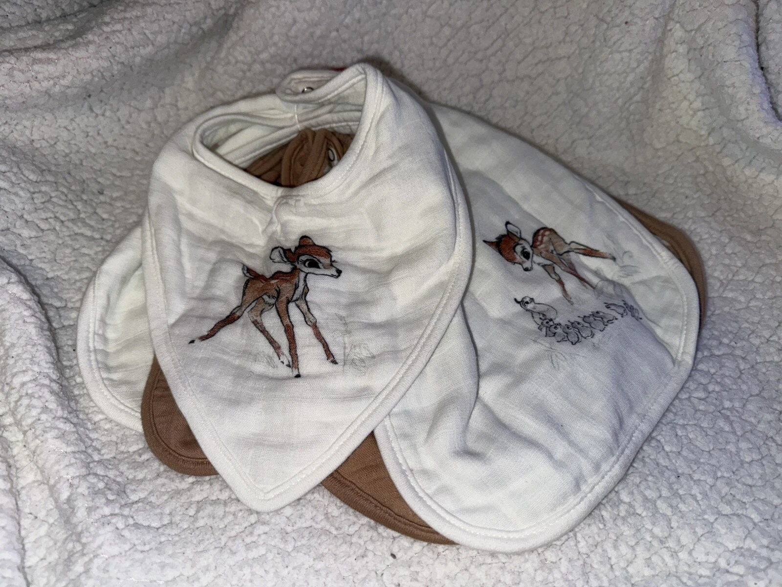 NWOT Pottery Barn Kids Bambi Baby Infant Bibs Burp Cloths Disney
