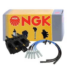 NGK Blue Spark Plug Wires & DIS Ignition Coil Kit For Jeep Wrangler 2007-2011