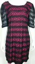 Liberty Love Womens Dress Black Geometric Knit Over Pink Lining Plus Size 2XL 