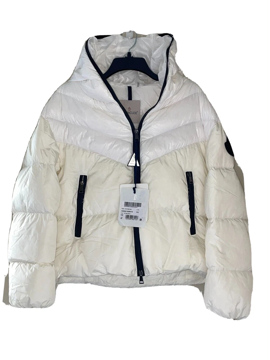 New Moncler Guenioc Hooded Down Puffer Coat Size 2 White 1395 E0104