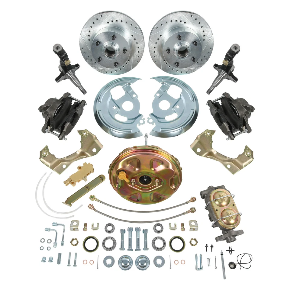 Kit de conversión de freno de disco eléctrico, rotores perforados y ranurados para Camaro 1967-1969 Foto 2 de 4