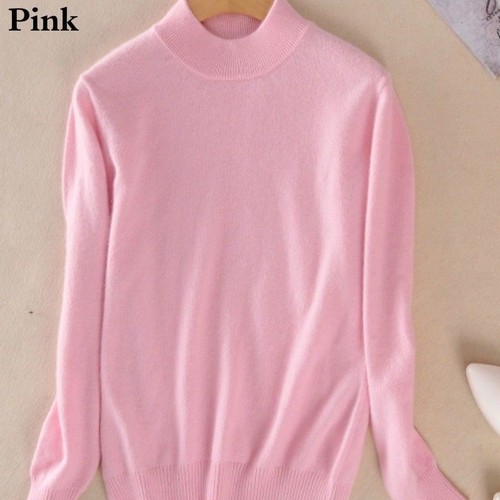 Women Wool Blend Sweater Fut Knitwear Turtleneck Fury Jumper Solid Warm Winter - Picture 6 of 21