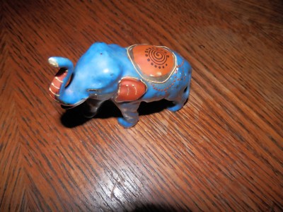 Vintage Blue Elephant Made in Japan w/Markings, Measures 3 x 3.5