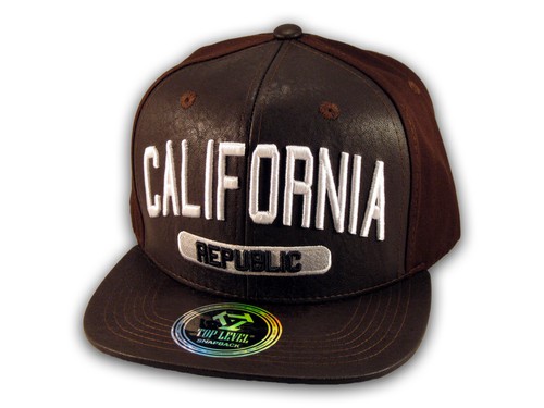 Brown Leather California Republic Snapback Hat - Picture 3 of 4