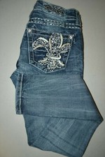 Miss Me Women's Standard Skinny Embellished No Pocket Flaps Jeans Sz 25x31