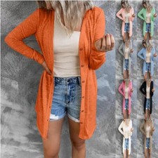 Damen Longshirt Cardigan Jacke Strickjacke La...