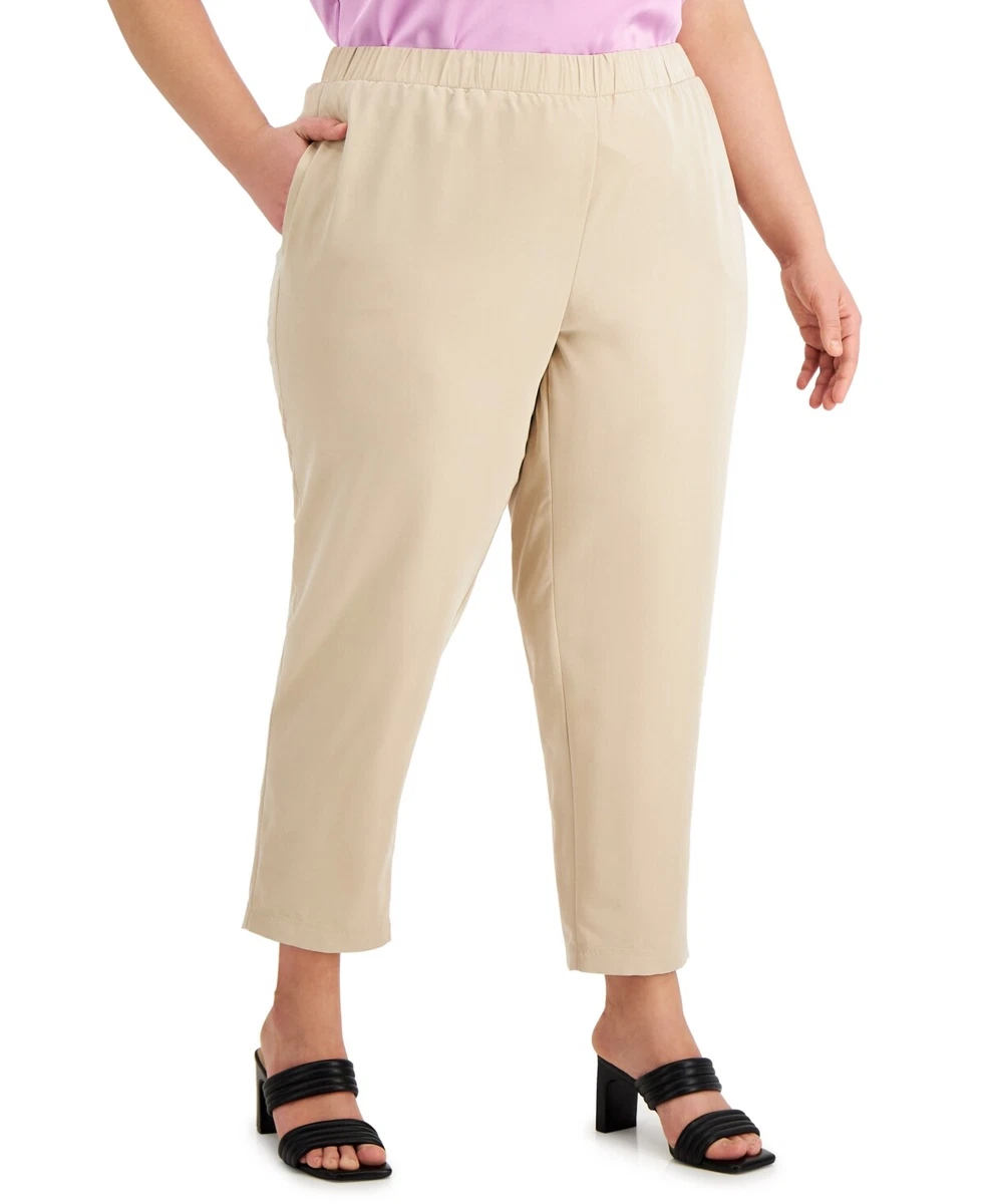 Alfani Women's Plus Size Comfort Waist Ankle Pants Cream Beige 3X NWT