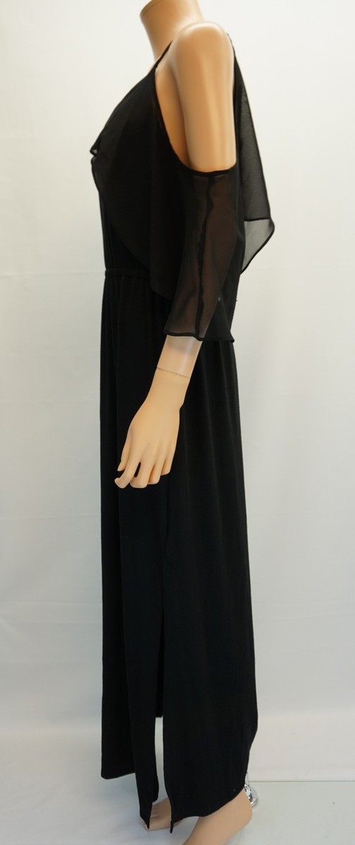 NY Collection Womens Black Cold Shoulder Shift Dress S for