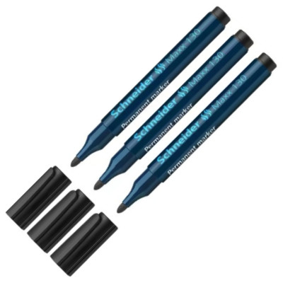 3 x Schneider Permanent Marker Filzstift Maxx 130 schwarz Rundspitze 1-3 mm
