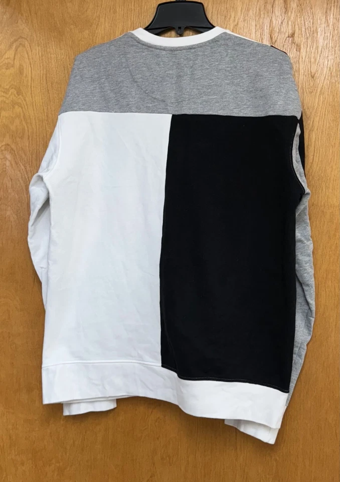 Sudadera Staple Pigeon Para Hombre XL Negra Blanca Bloques de Color Manga Larga Pullover Foto 2 de 4