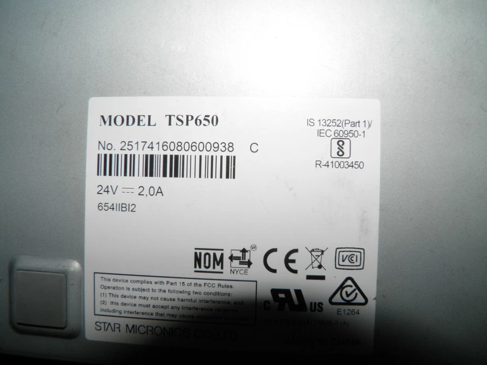 Impresora térmica de recibos POS Star TSP650II Bluetooth 654IIBI2 100 % probada funcionando Foto 3 de 4