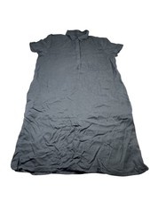 Gap Women's Tencel Dress Medium Gray Collared Short Sleeve Pockets