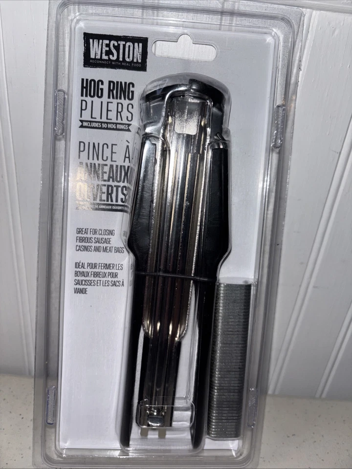 Alicates de anillo Weston Hog incluye 50 anillos de cerdo nuevos en paquete 47-1401 fáciles de usar Foto 3 de 4
