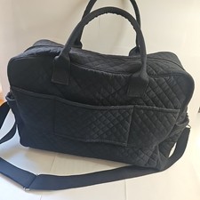 Gear Diaper Carry On Weekend Bag Quilted Black 14-Pockets Shoulder Strap Handles