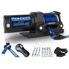 Reindeer Electric Winch 3000lbs Atv Winch 12v Synthetic Rope Trailer Towing Utv