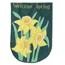 WELCOME SPRING 12.5" x 18" Small Decorative Garden Banner Flag Lily Flower