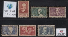 WC1_21656. FRANCE. 1938 FAMOUS FRENCH set. Scott B54-B59. MH-MNH w. toning