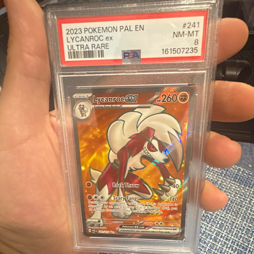 Pokemon TCG 2023 SV02 Paldea Evolved Lycanroc ex #241/193 Holo PSA 8 EN