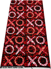 African Wax Print,100 Cotton, Sell by 6 Yards-Bright Red White Black Peach