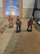 Vintage Manoil Barclay Lead Toy Native American Chief 5pc Indian Lot  Tee pee