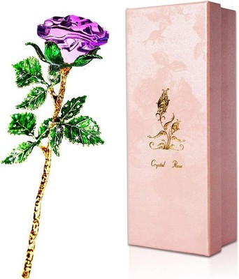 SWEETIME Kristall Rosen mit Geschenkbox, K9 Kristallrose, 3D Glasrose Ewige