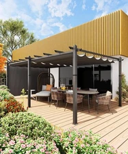 12x20 Ft Modern Aluminum Pergola Outdoor Pergola with Adjustable Canopy Stable