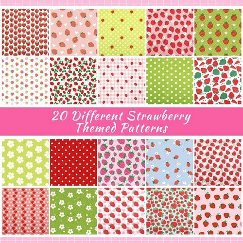 20 Pcs 10''x10'' Strawberry Fabric Strawberry Fabric Squares Quilting Cotton ... image 2