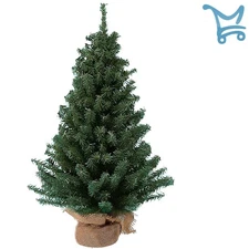 Miniature Pine Tree Christmas Decor 12 Inches Unlit Rustic Base