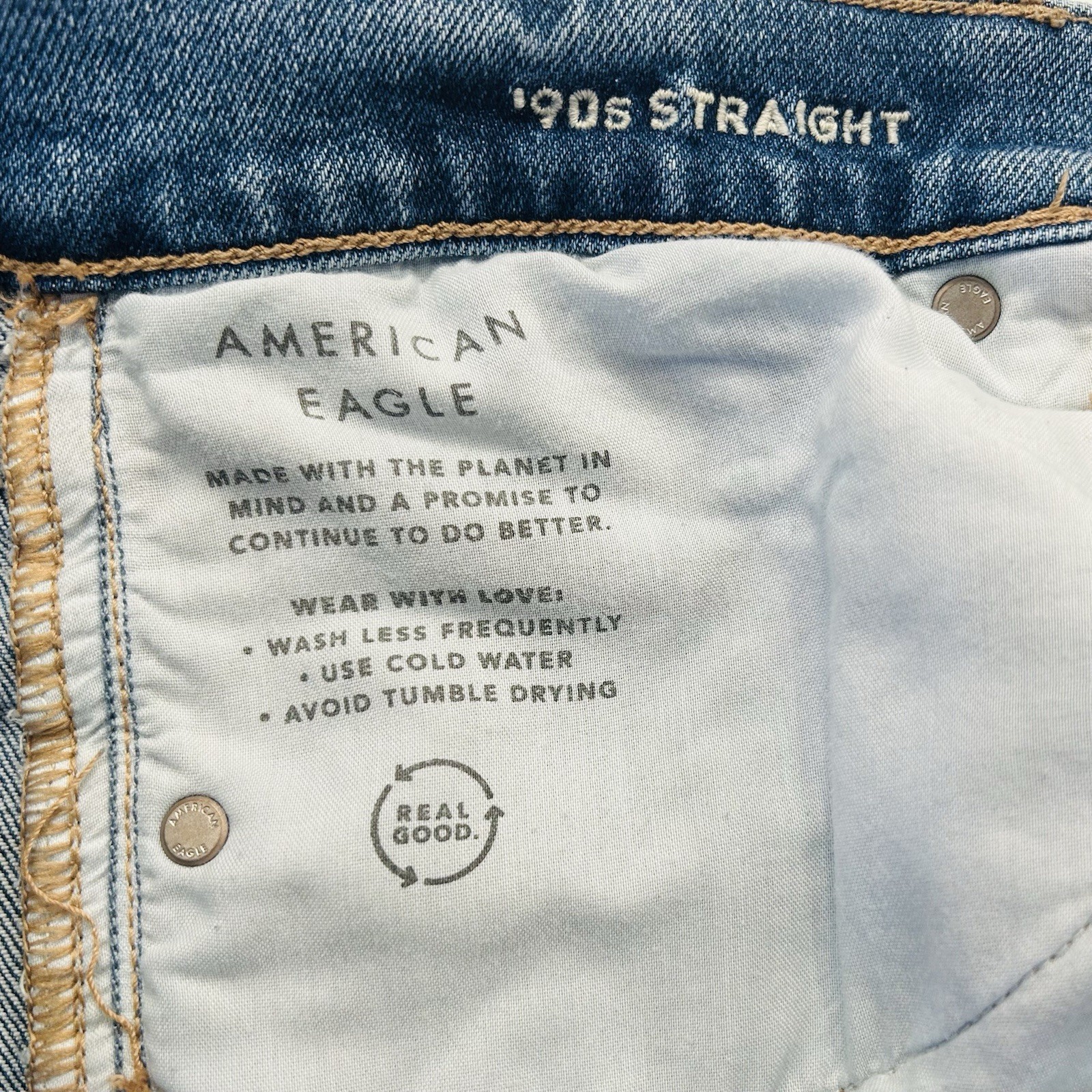 American Eagle '90s Straight Patchwork Distressed… - image 5