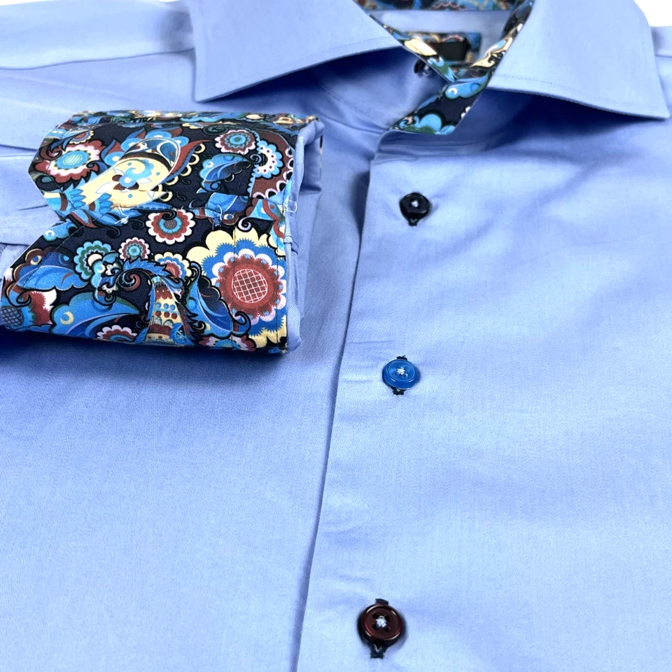 Camisas de vestir AXXESS 100 % algodón suave cuello alto azul cachemira ribete 3XL Foto 3 de 4