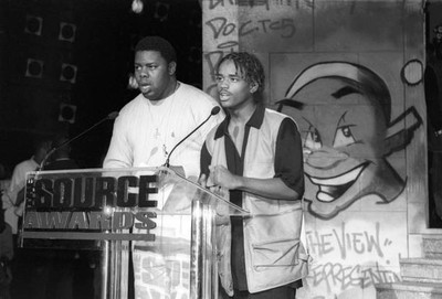 Rapper Biz Markie is shown presenting an award with Larenz Tate at- Old Photo 2