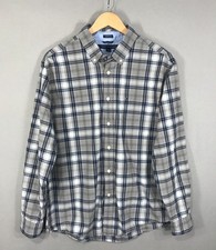 Tommy Hilfiger Shirt Men's Large Gray Plaid Classic Fit Button Down Long Sleeve